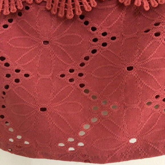 Kari Dash Renaissance Blouse Crop Floral Top Eyelet Peasant Cottagecore Festival - Picture 5 of 10